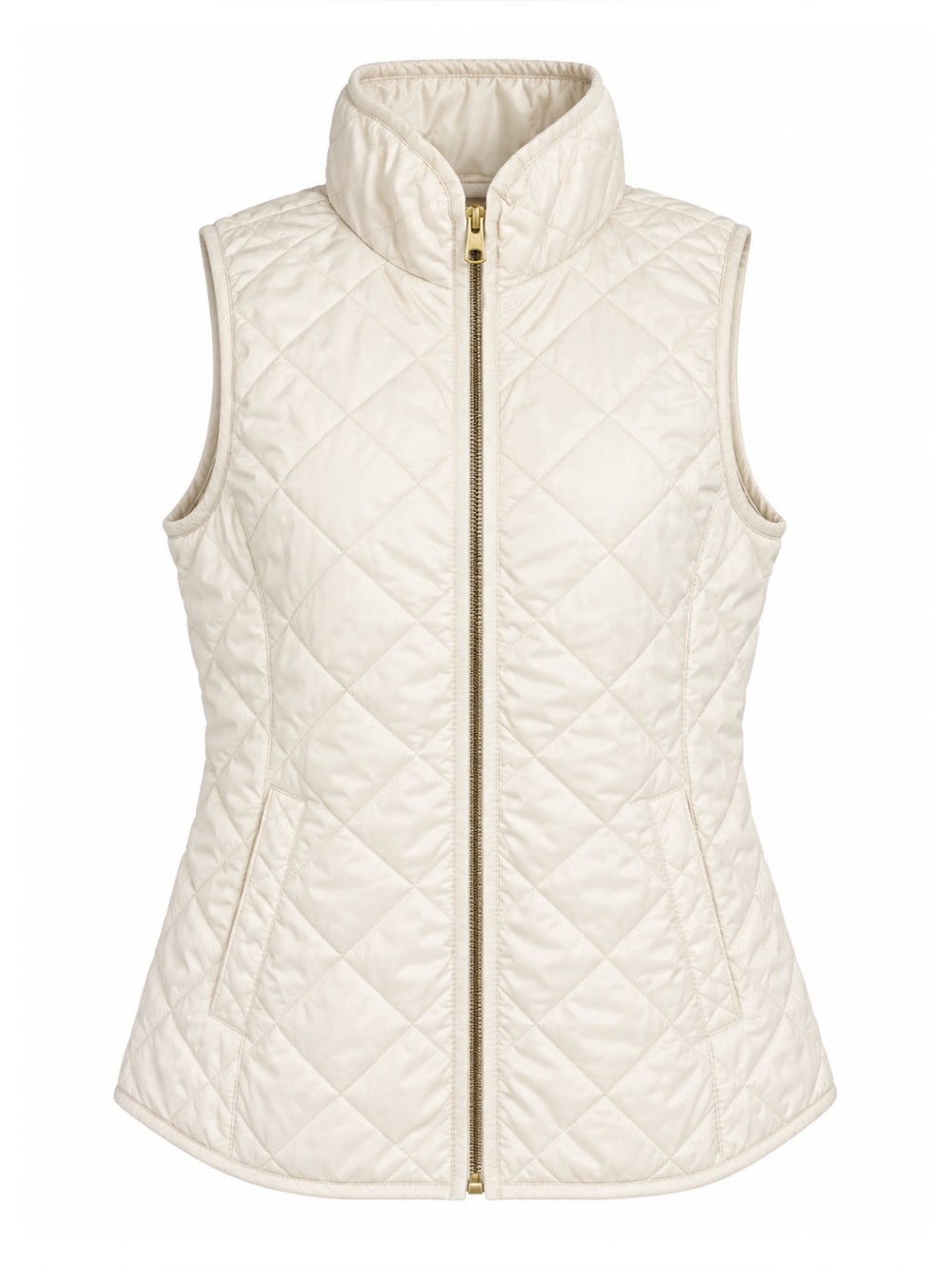 Old Navy Cream Ivory Zip Up Quilted Lightweight Vest Womens Size M